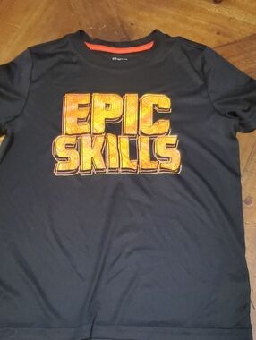 bcg Black Tee with Orange and Yellow 'Epic Skills' Graphic